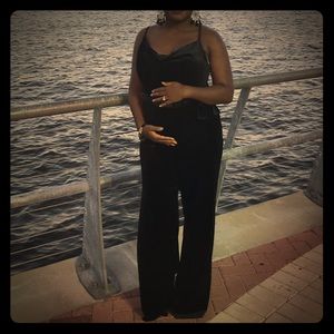 Maternity velvet black jumpsuit